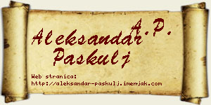 Aleksandar Paskulj vizit kartica
